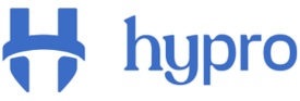 Blue stylised “H” logo on the left, resembling a modern geometric shape, followed by the word “hypro” in lowercase blue letters using a rounded, sans-serif font—perfect for a video production Sydney brand—on a white background.