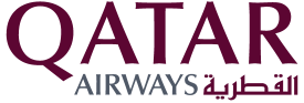 Qatar Airways logo with “QATAR” in large maroon letters above “AIRWAYS” in grey and Arabic script in maroon. The background is white, and the design is clean and modern—perfect for video production Sydney professionals seeking inspiration.