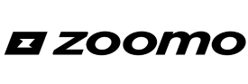 The image shows the word Zoomo in bold, rounded black letters. The first letter Z features a stylised lightning bolt, adding a dynamic flair—perfect for a video production Sydney brand. The background is clean white.
